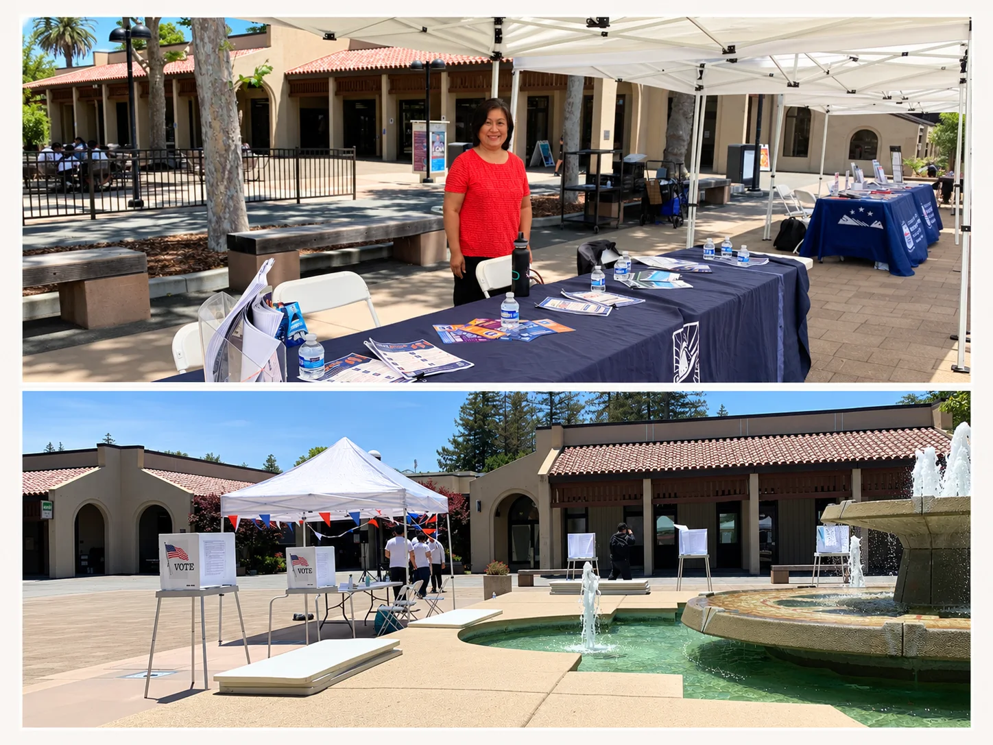 Liang Chao bringing Cupertino information to a De Anza voter-registration drive