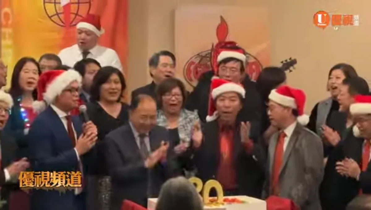 A community choir performing at a holiday celebration