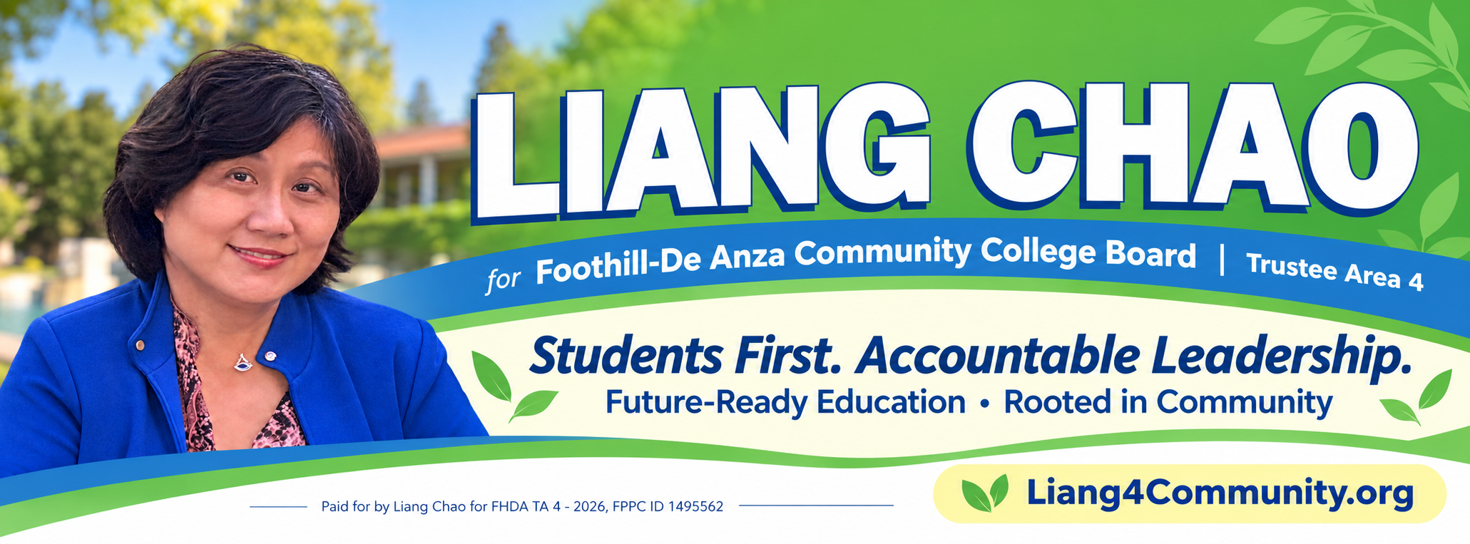 Liang Chao for Foothill-De Anza Community College Board, Trustee Area 4